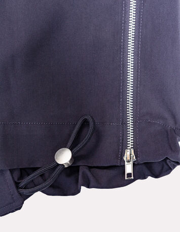 DYMAS - Parka courte marine avec capuche et zips c&ocirc;t&eacute;s-5