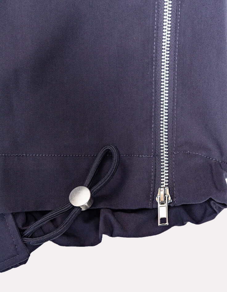 DYMAS - Parka courte marine avec capuche et zips c&ocirc;t&eacute;s-5