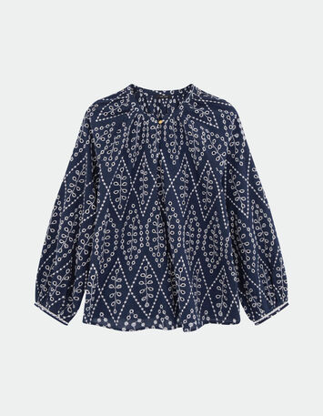 COLOMBE - Blouse marine broderies all over-4