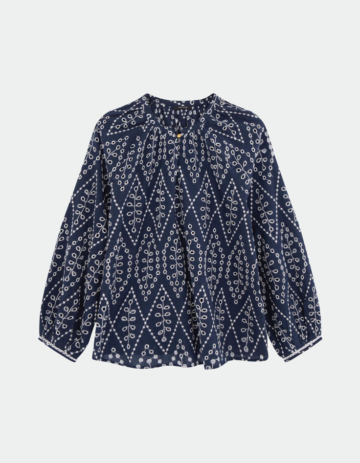 COLOMBE - Blouse marine broderies all over-4