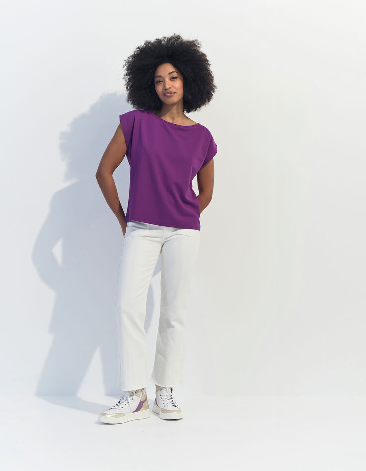 MARIA - T-shirt violet maille -2