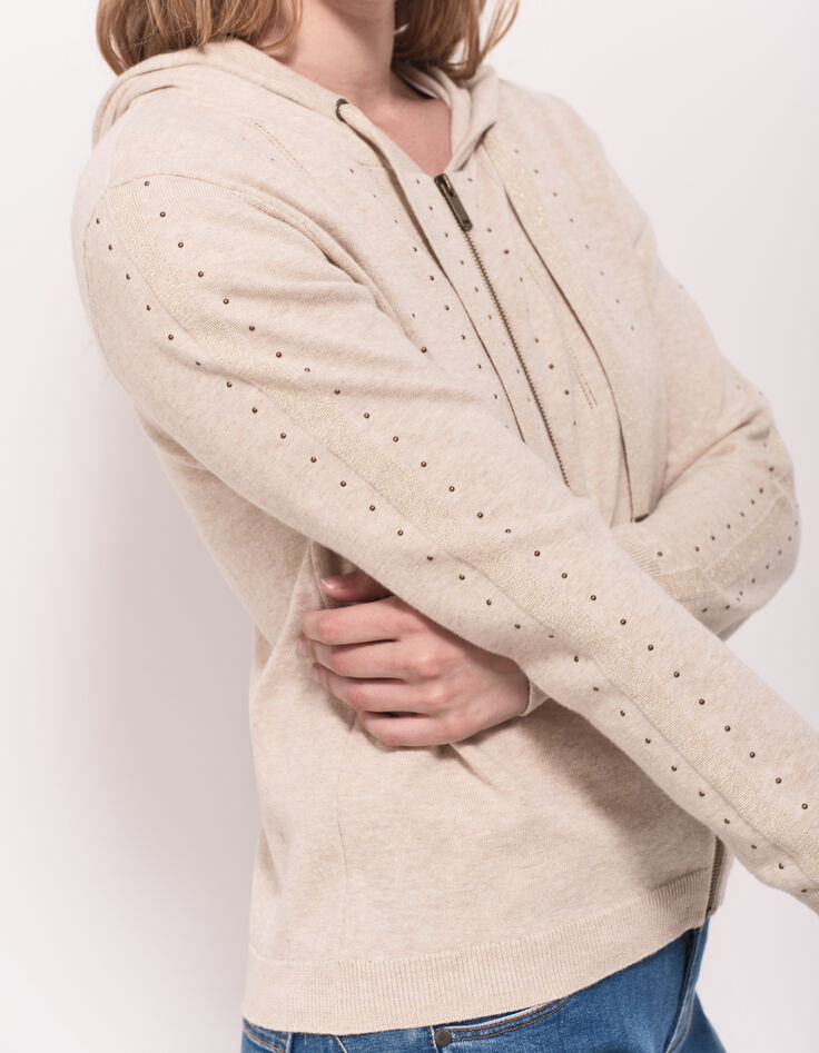 TARA - Cardigan ficelle tricot à capuche et clous-4