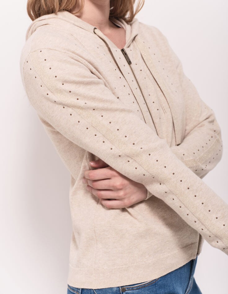 TARA - Cardigan ficelle tricot à capuche et clous-4 TARA - Cardigan ficelle tricot à capuche et clous-4