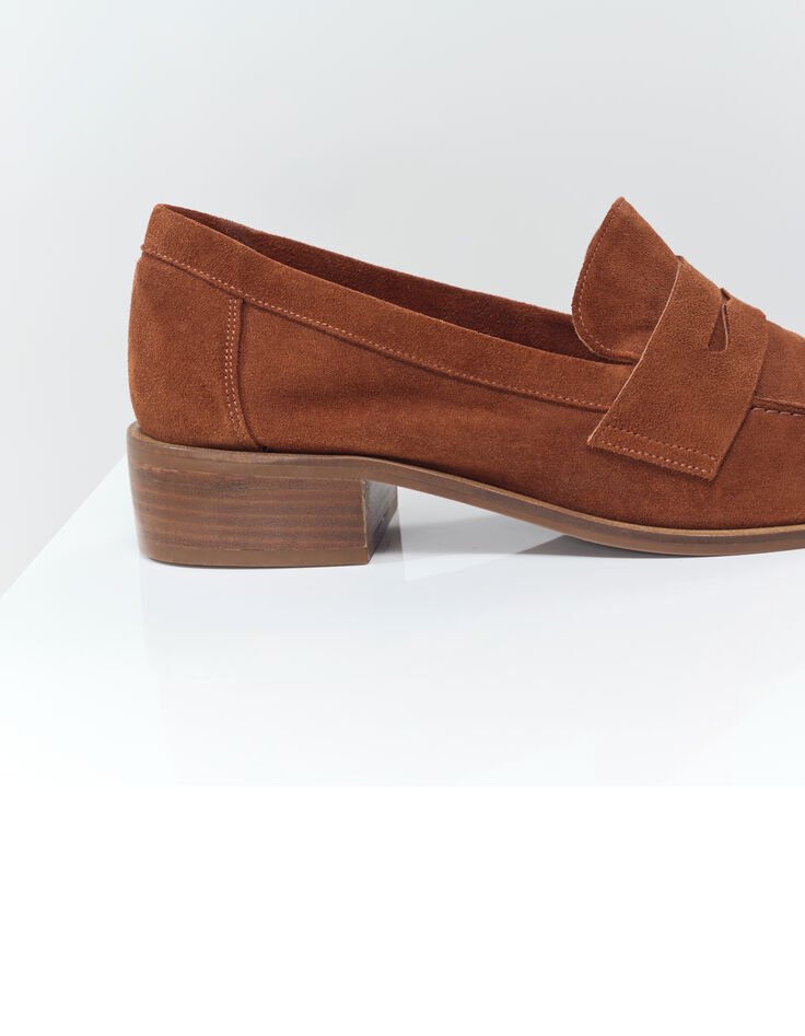 O.ELOI - Mocassins marron cuir velours-3