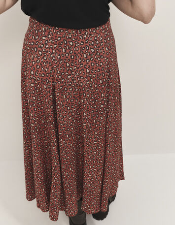 JETTY - Jupe midi pumpkin &agrave; imprim&eacute; safari d'hiver-4