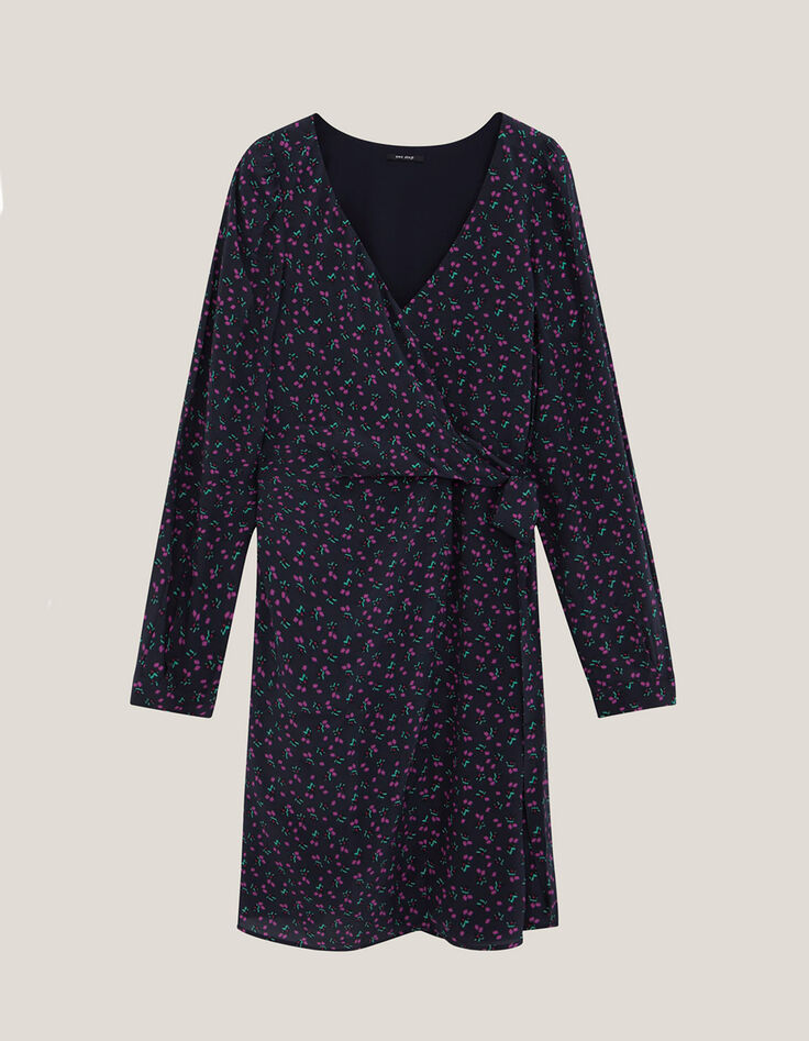 RAYA - Robe longue marine à imprimé floral arty-5