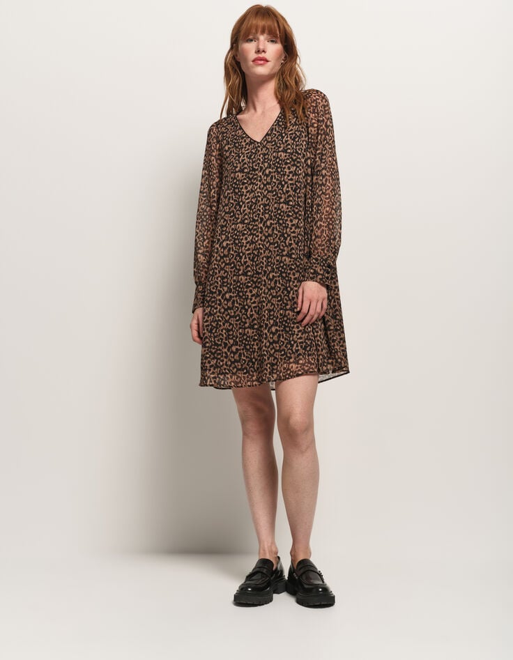 REACH - Robe noire polyester recyclé imprimé léopard-2 REACH - Robe noire polyester recyclé imprimé léopard-2