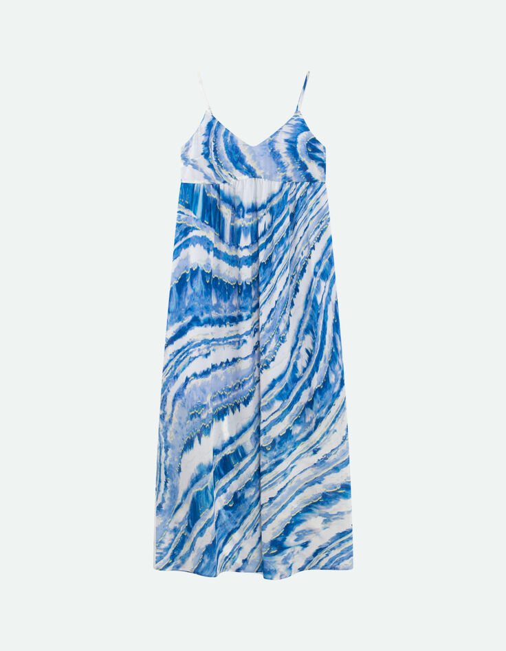 RIKKA - Robe longue estate blue à imprimé vagues d'azur-5