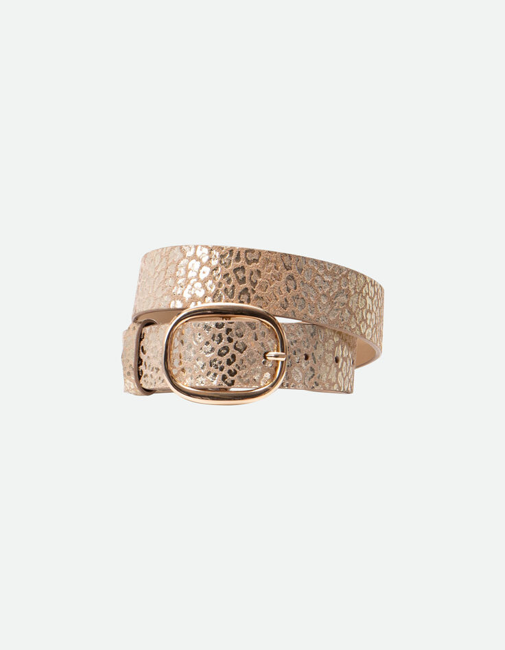 ALCAZAR - Ceinture beige cuir certifié effet léopard -1