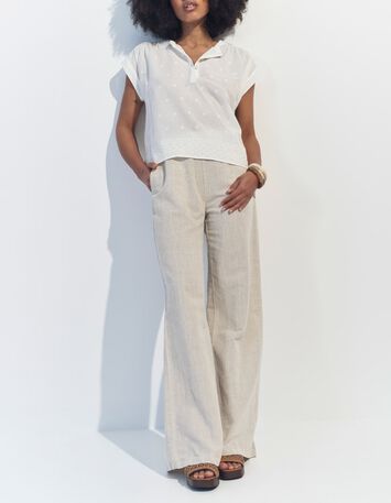 CONOR - Top blanc upcycl&eacute; broderies &eacute;toiles -5