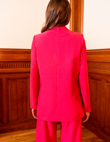 VILA - Veste de costume croisée rose -4