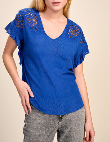 CARISA - Top saphir avec broderies-1