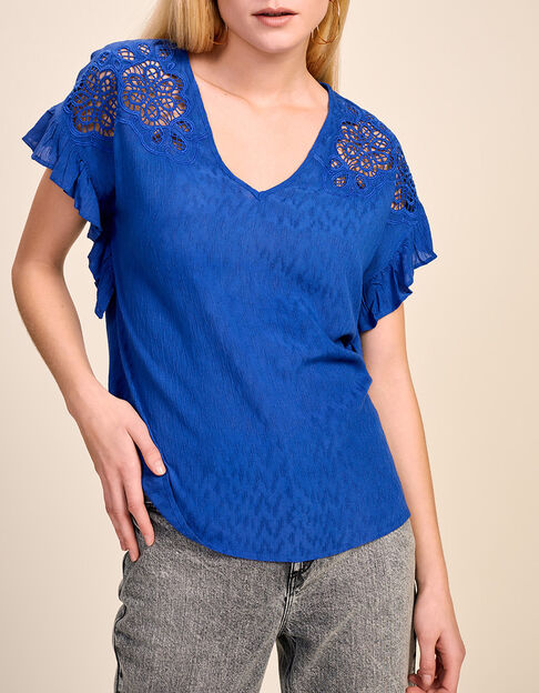 CARISA - Top saphir avec broderies - One Step