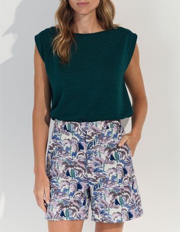 MAFALDA - T-shirt vert fines rayures lurex -1