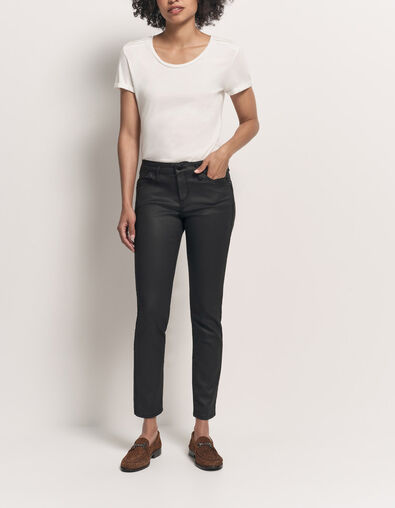 LE INDI - Slim push-up noir enduit - One Step