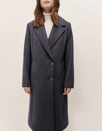 DIMITRI - Manteau long gris anthracite large col tailleur-4