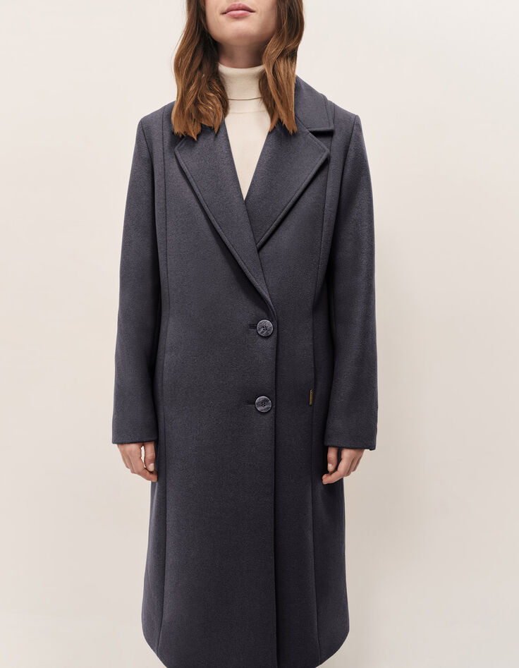 DIMITRI - Manteau long gris anthracite large col tailleur-4