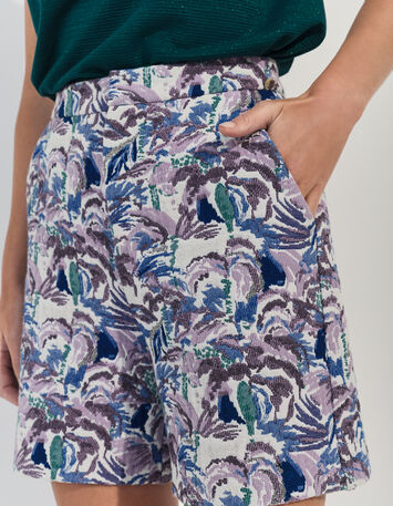 PITYS - Short écru jacquard motif écume-5