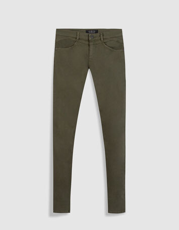 LE INDI - Jean slim kaki 7/8e effet push up-1