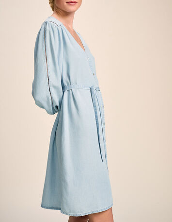 ROLLINS - Robe chambray avec jours échelle-2