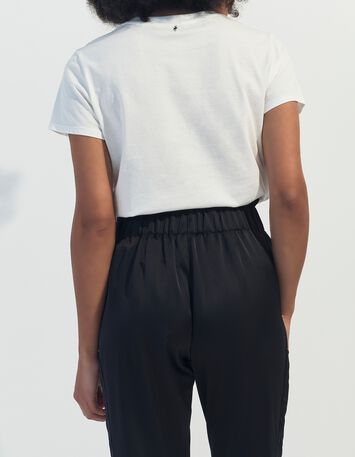 MIKA - T-shirt &eacute;cru coton bio visages sur fond ray&eacute; -2