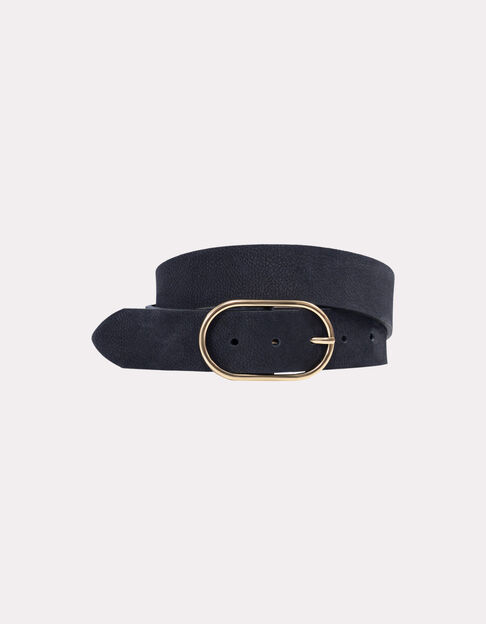ACCESS - Ceinture noire cuir velours grainé - One Step