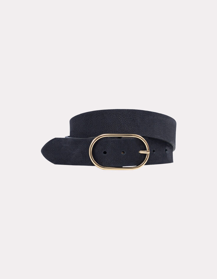ACCESS - Ceinture noire cuir velours grainé-1