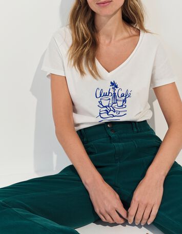 MAGIC- T-shirt blanc coton bio crayonn&eacute; petit-d&eacute;jeuner -4