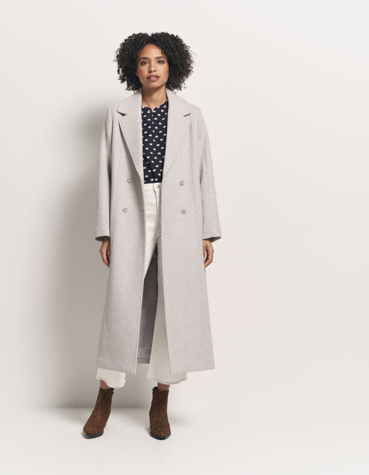 DWAIN - Manteau long gris zippé-7