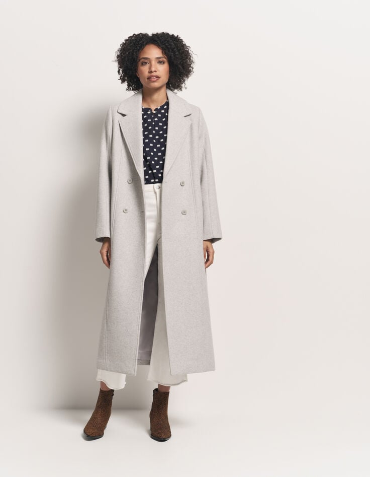 DWAIN - Manteau long gris zippé-7 DWAIN - Manteau long gris zippé-7