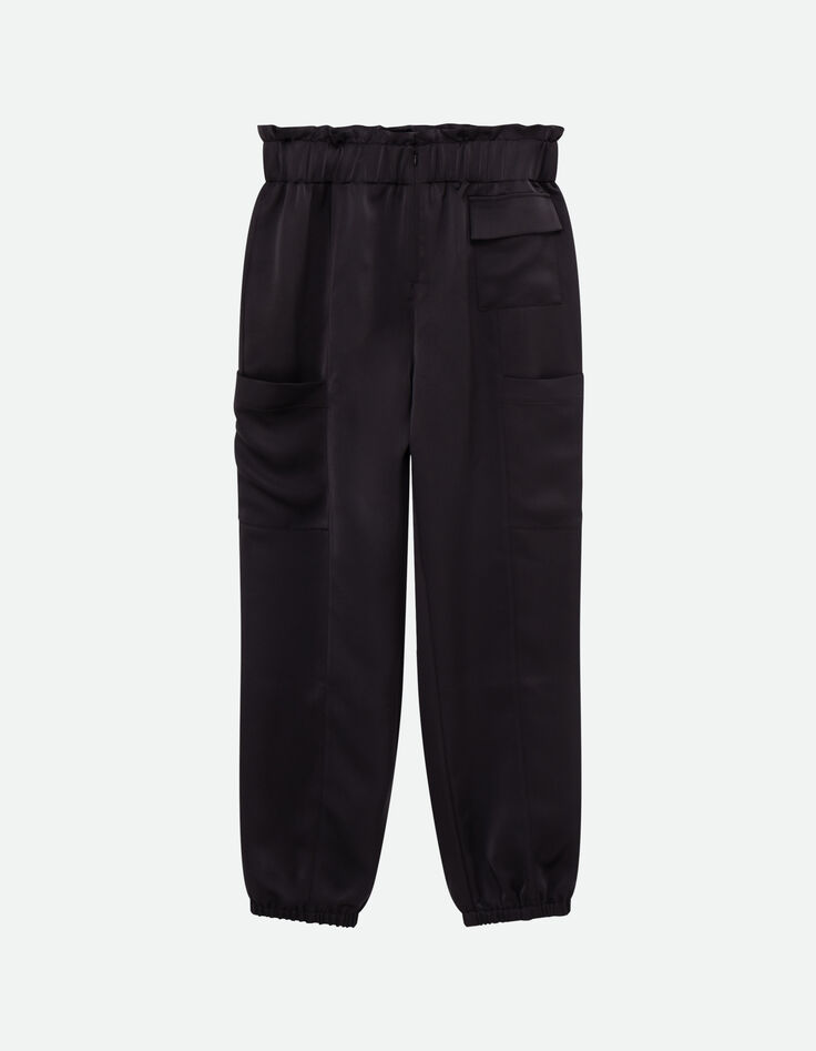 PAZIA - Pantalon battle noir satin&eacute; -5