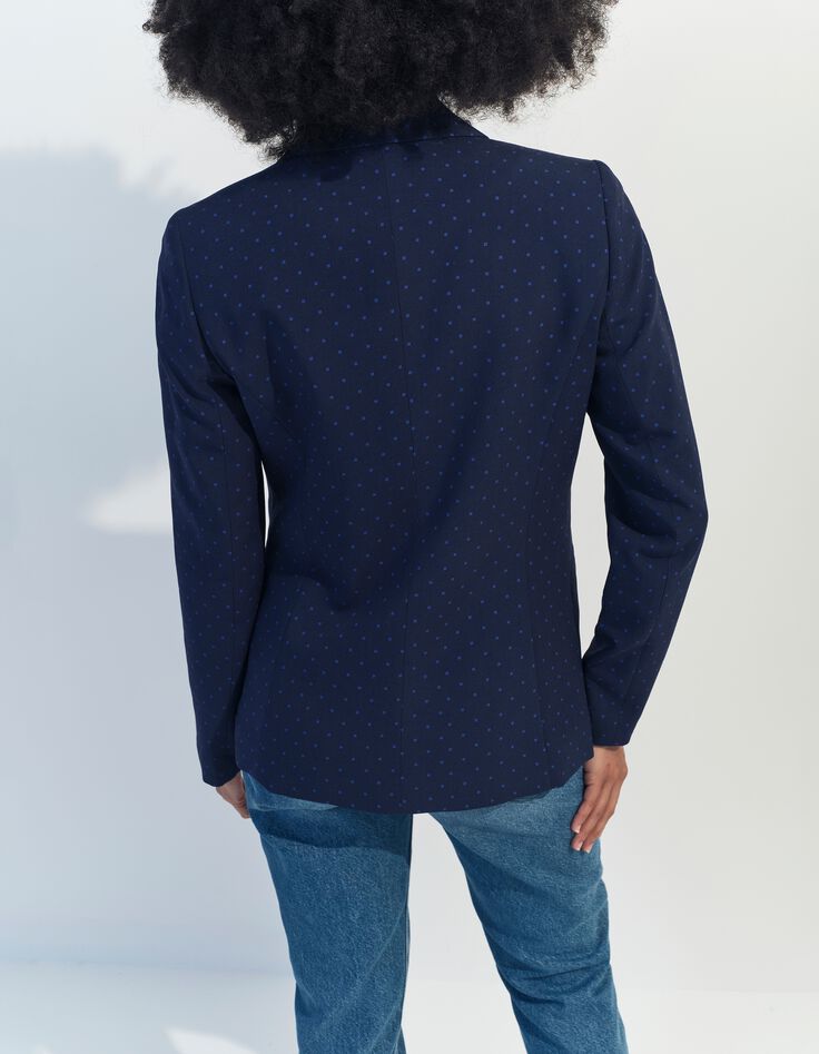 VINNY - Veste de costume bleue imprim&eacute; minimaliste carr&eacute;s-5