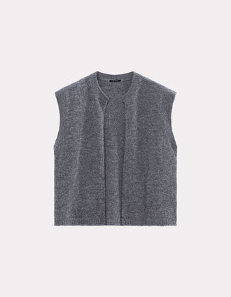 TESSA - Cardigan gris tricot bouclette sans manches