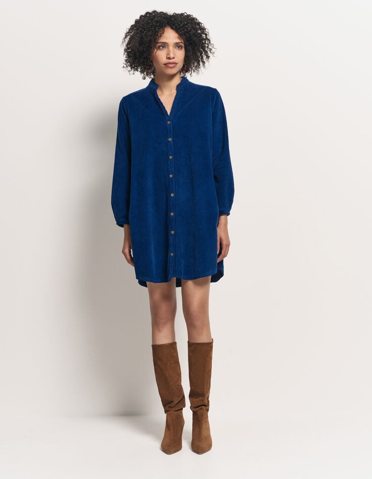 RUSH - Robe bleue velours côtelé-4 RUSH - Robe bleue velours côtelé-4