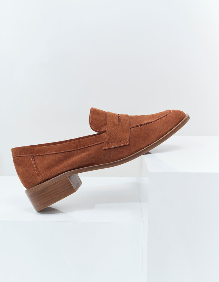 O.ELOI - Mocassins marron cuir velours-1