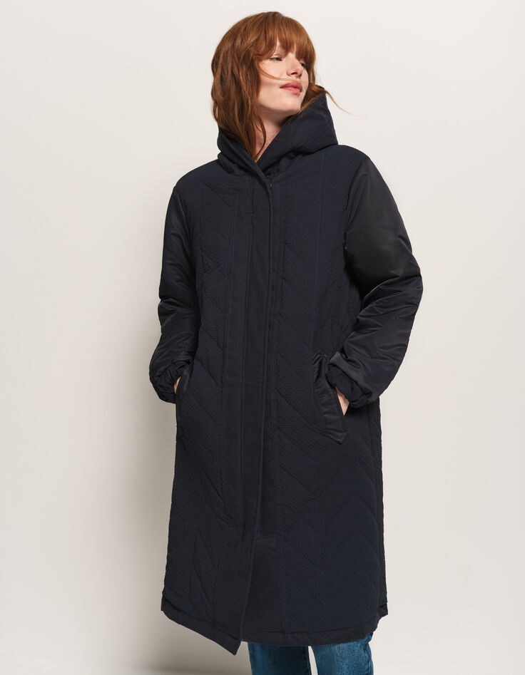 DARELL - Parka réversible marine à capuche-1