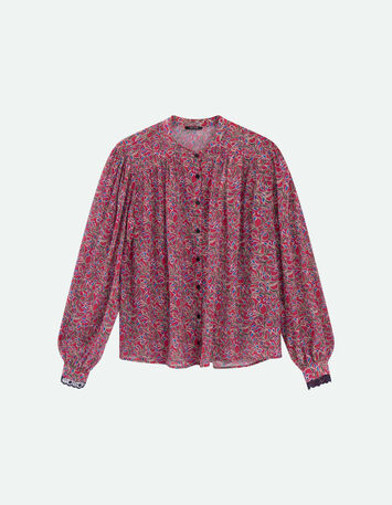 CALY - Chemise fuchsia imprimé feuillage recyclé-4