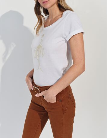 MADIE - T-shirt blanc coton bio danseuse dor&eacute; -2