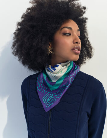 AURORA - Foulard violet polyester recyclé arty géométrique-2