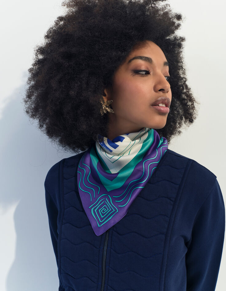 AURORA - Foulard violet polyester recyclé arty géométrique-2