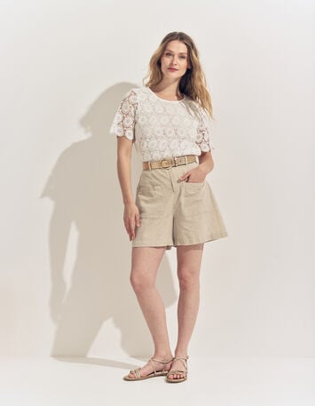 CARAIBES - Top blanc dentelle esprit macramé -5