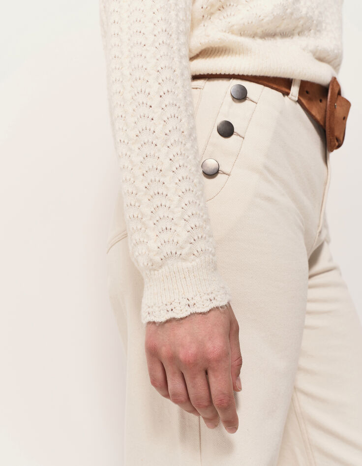 TILLEUL - Pull écru tricot fantaisie-4