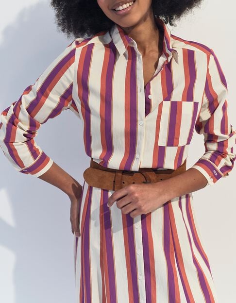 CHRISTA - Chemise &eacute;crue motif rayures couleur  - One Step