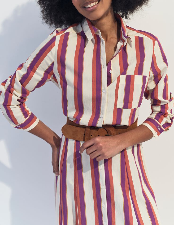 CHRISTA - Chemise &eacute;crue motif rayures couleur -1