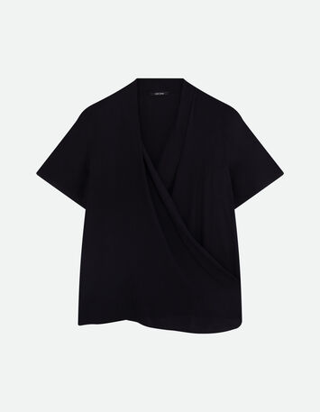 COREY - Top noir Lenzing&trade; Ecovero&trade; effet cache-c&oelig;ur -6