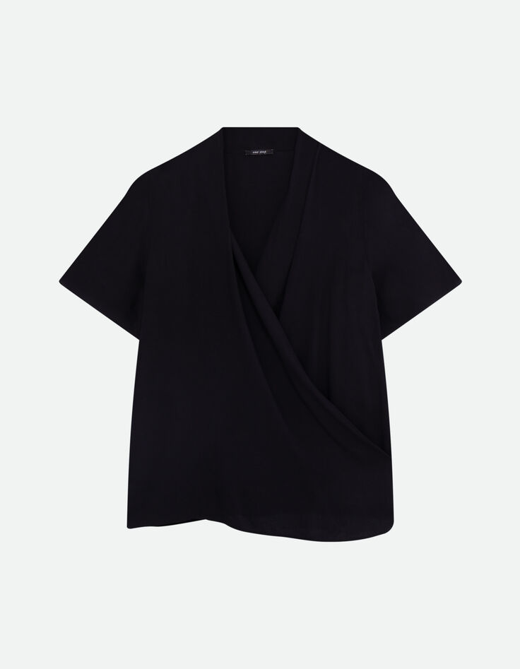 COREY - Top noir Lenzing&trade; Ecovero&trade; effet cache-c&oelig;ur -6