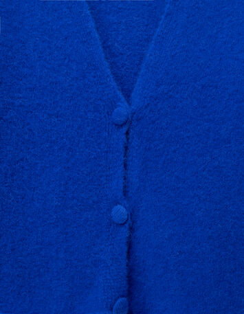 TECK - Cardigan bleu tricot moelleux encolure V-8