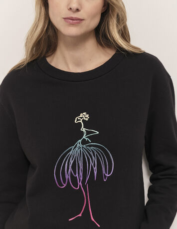 MAMOUR - Sweat noir molleton visuel danseuse brod&eacute;-4