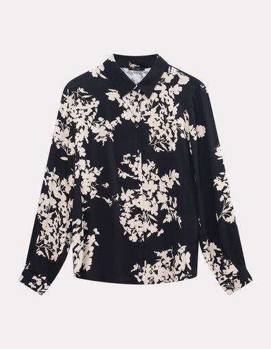 COMO - Chemise noire imprimé feuillage d'hiver - One Step