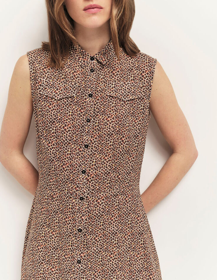 ROXY - Robe chemise longue sand à imprimé mini girafon-2